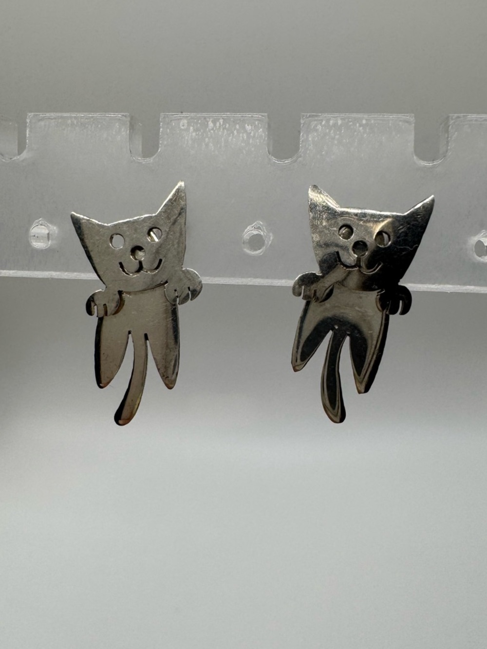 925 Silver Cat Dangle Earrings